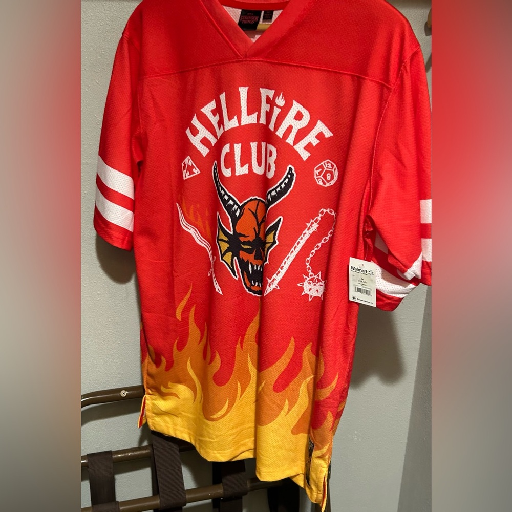 STRANGER THINGS;Hellfire club men’s jersey AOP!NEW!! Size medium or large adult!